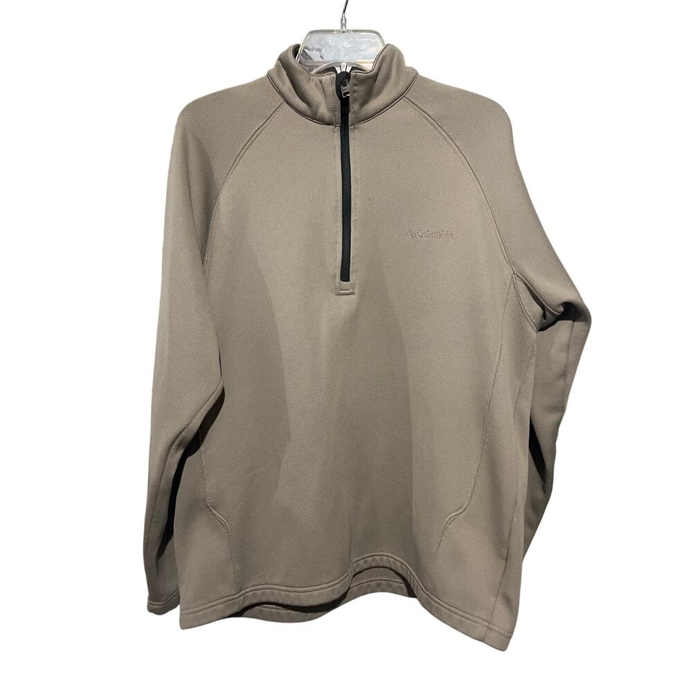 Columbia 3/4 Zip Men Large Long Sleeve Pullover Tan Winter‎ Preppy Comfy Casual